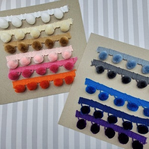 pom pom trim voorbeeldkaarten, 28mm Trim, perfect trimmen voor kussens, jaloezieën, gordijnen & home decor