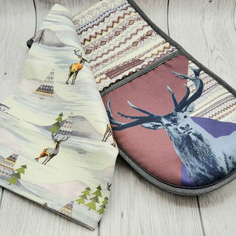 Oven Mitt & Towel Set Double Oven Glove and Tea Towel set in Etsy