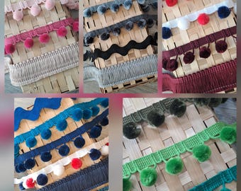 Braided Trim Sample: Pom Pom, Fringing, Rick Rack Edging