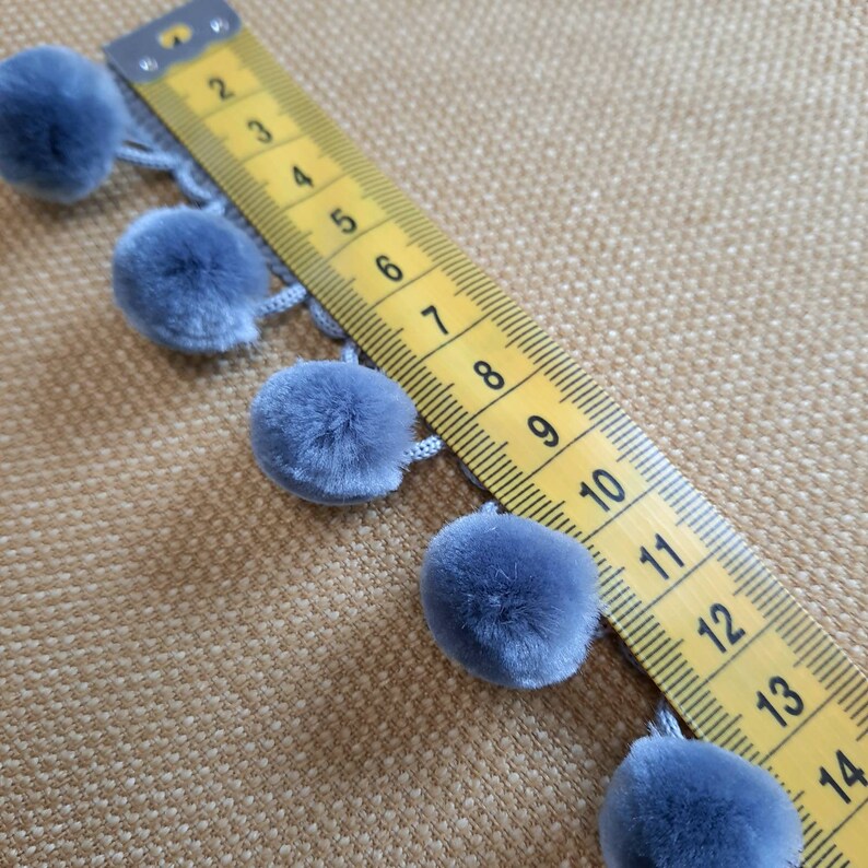 Grey pom pom trim 28mm diameter perfect trimming for Etsy