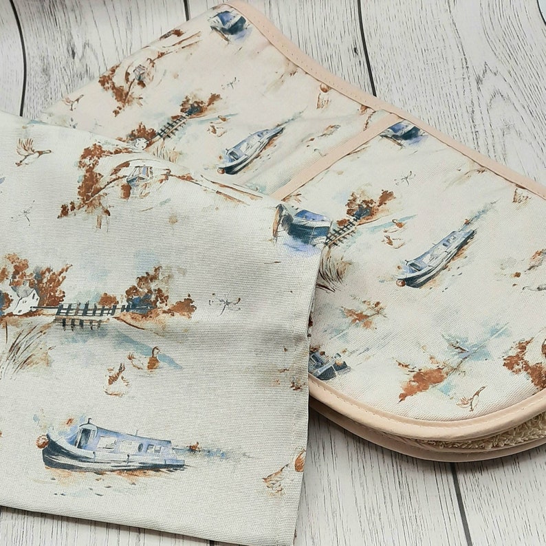 Oven Mitt & Towel Set Double Oven Glove and Tea Towel set in Etsy