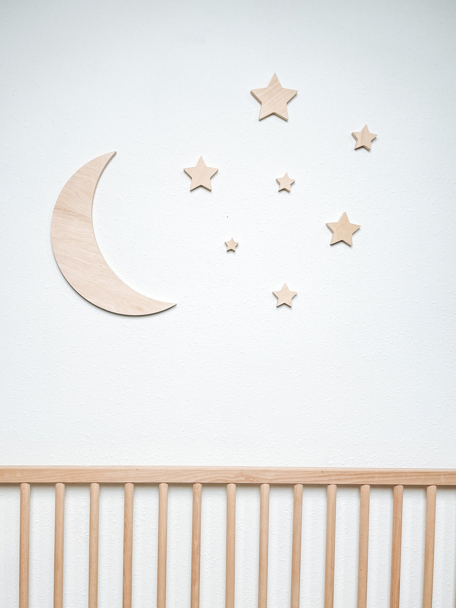 Wooden Moon and Stars Wooden Nursery Decor Boho Nursery Etsy
