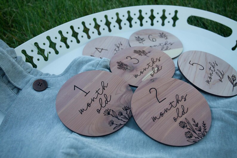 Wooden Baby Milestone Circles Red Cedar Wood Baby Milestones Baby Photo Prop Baby Shower Gift Milestone Photo Prop