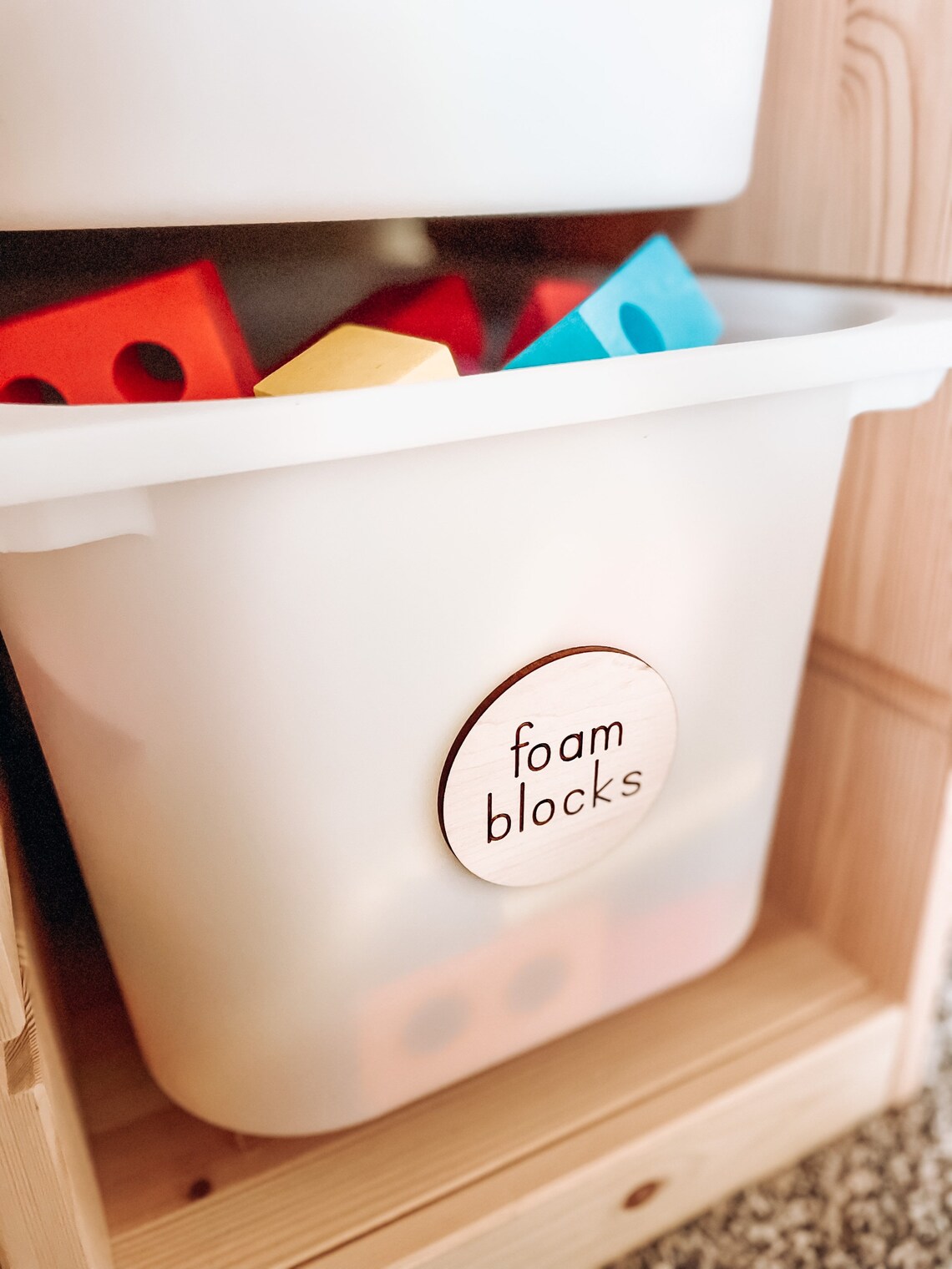 Wooden Storage Label 3 Round Kids Room Toy Organization Etsy