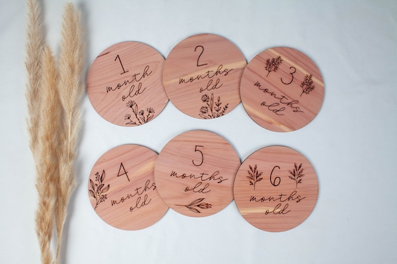 Wooden Baby Milestone Circles Red Cedar Wood Baby Milestones Baby Photo Prop Baby Shower Gift Milestone Photo Prop