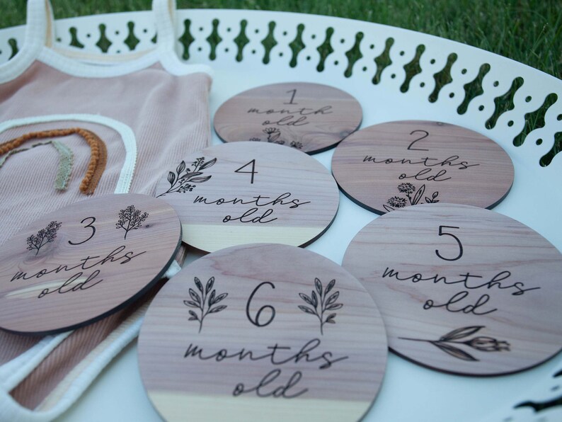 Wooden Baby Milestone Circles Red Cedar Wood Baby Milestones Baby Photo Prop Baby Shower Gift Milestone Photo Prop