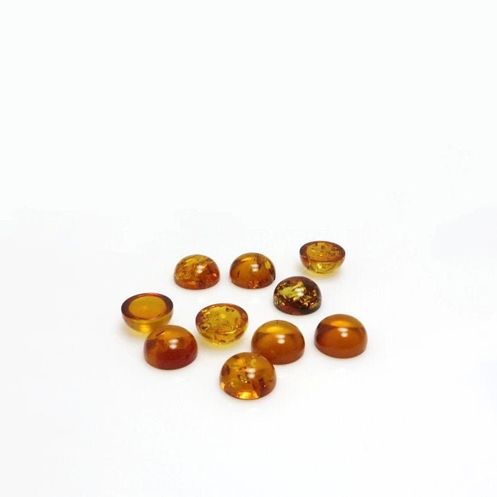 Natural Baltic Amber Round Shape Cognac Calibrated Cabochon 5 - 6 - 8…