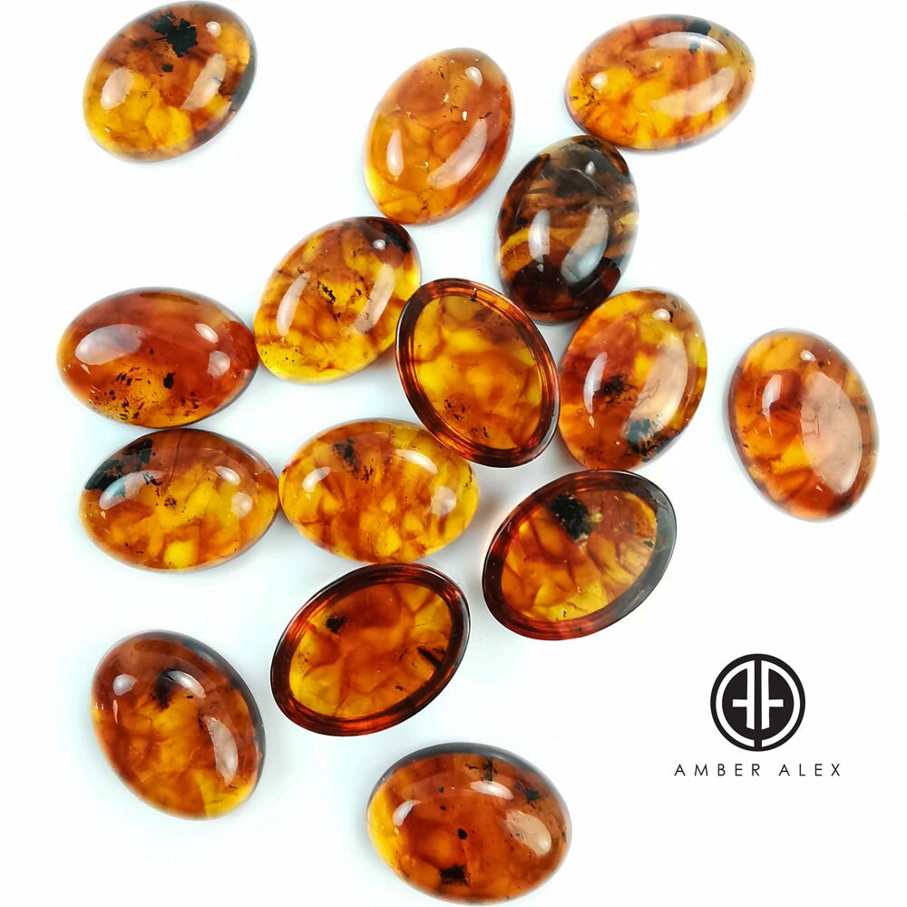 Natural Amber, Oval Shape Cognac Color Calibrated Cabochon 14x10 - 18…