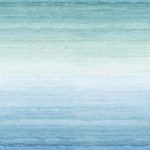 May include: A fabric sample with a gradient design, transitioning from deep blue at the bottom to light blue and white at the top. The fabric has a textured, layered appearance, with the text "RUNNING YARDAGE" in the upper right corner.
