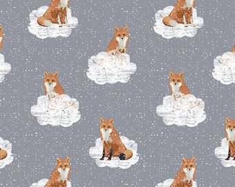 Fox Fabric, Art Gallery Fabrics - Earthen Foxes on a snowy day