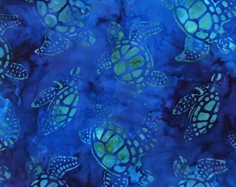 Turtle Fabric, Turtle Batik, Robert Kaufman Totally Tropical Turtles Pacific