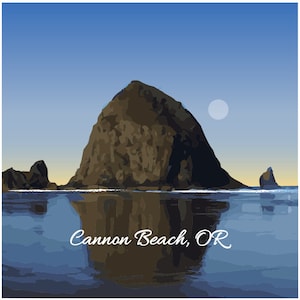 5.5 Inches Cannon Beach Haystack Rock Printed on Fabric