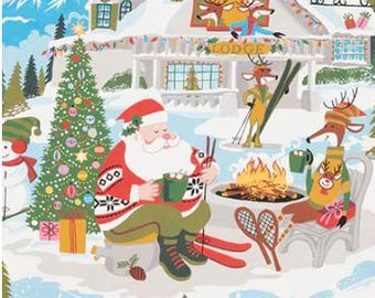 Alexander Henry Santa At Yuletide Lodge Cotton Fabric
