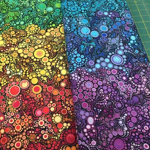 Rainbow fabric, Robert Kaufman Effervescence - Bright color way