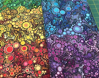 Rainbow fabric, Robert Kaufman Effervescence - Bright color way