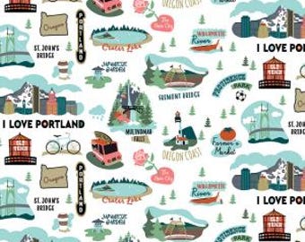 Oregon Fabric, Riley Blake I Love Oregon Fabric White