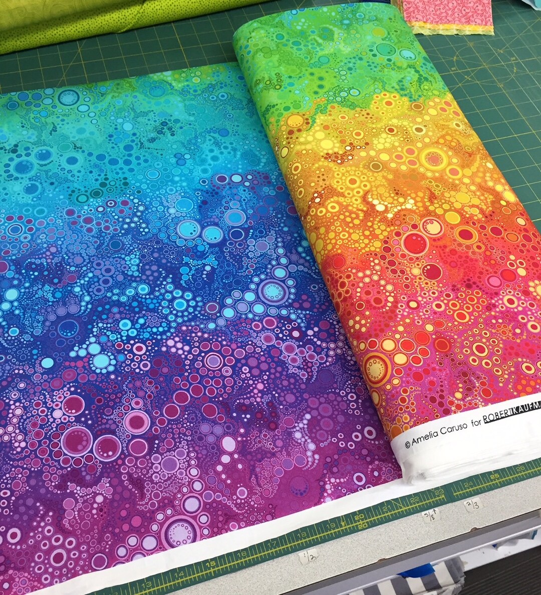 Rainbow Fabric, Robert Kaufman Effervescence Rainbow Color Way Etsy