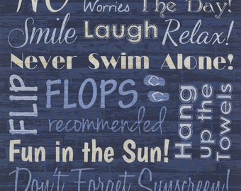 Pool fabric, pool panel, Timeless Treasures Pool Rules Panel