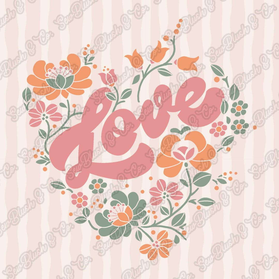 Floral Love PNG: Valentine’s Day Design for Shirts and Gifts (digital ...