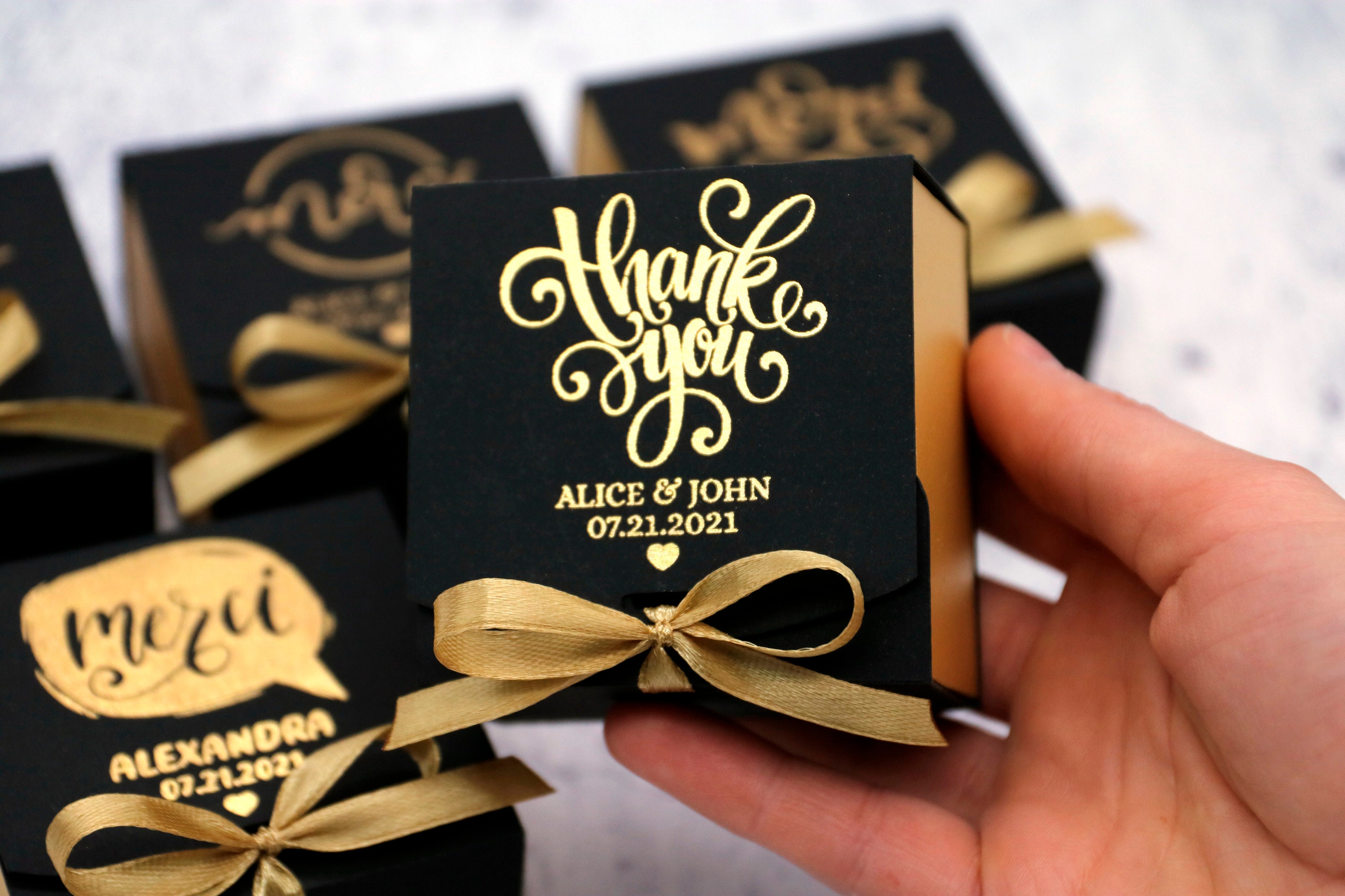 Black Hard Paper Luxury Logo Gold Stamping Double Open Gift