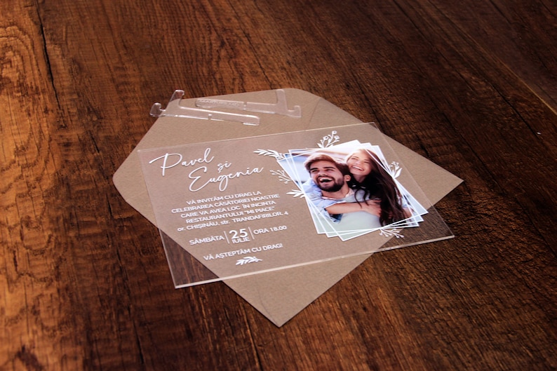 Clear Acrylic Wedding Invitations With Photo Plexiglass UV Etsy