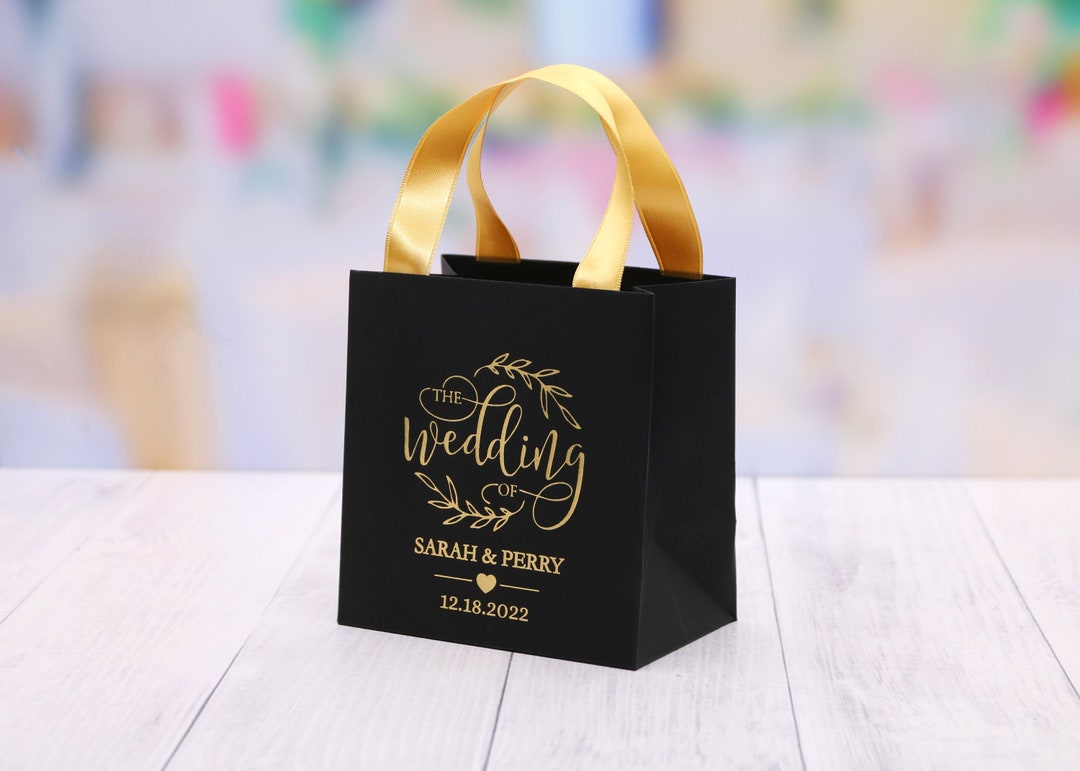 Thank You Gift Bags. Black Paper With Gold or Silver Foil Etsy