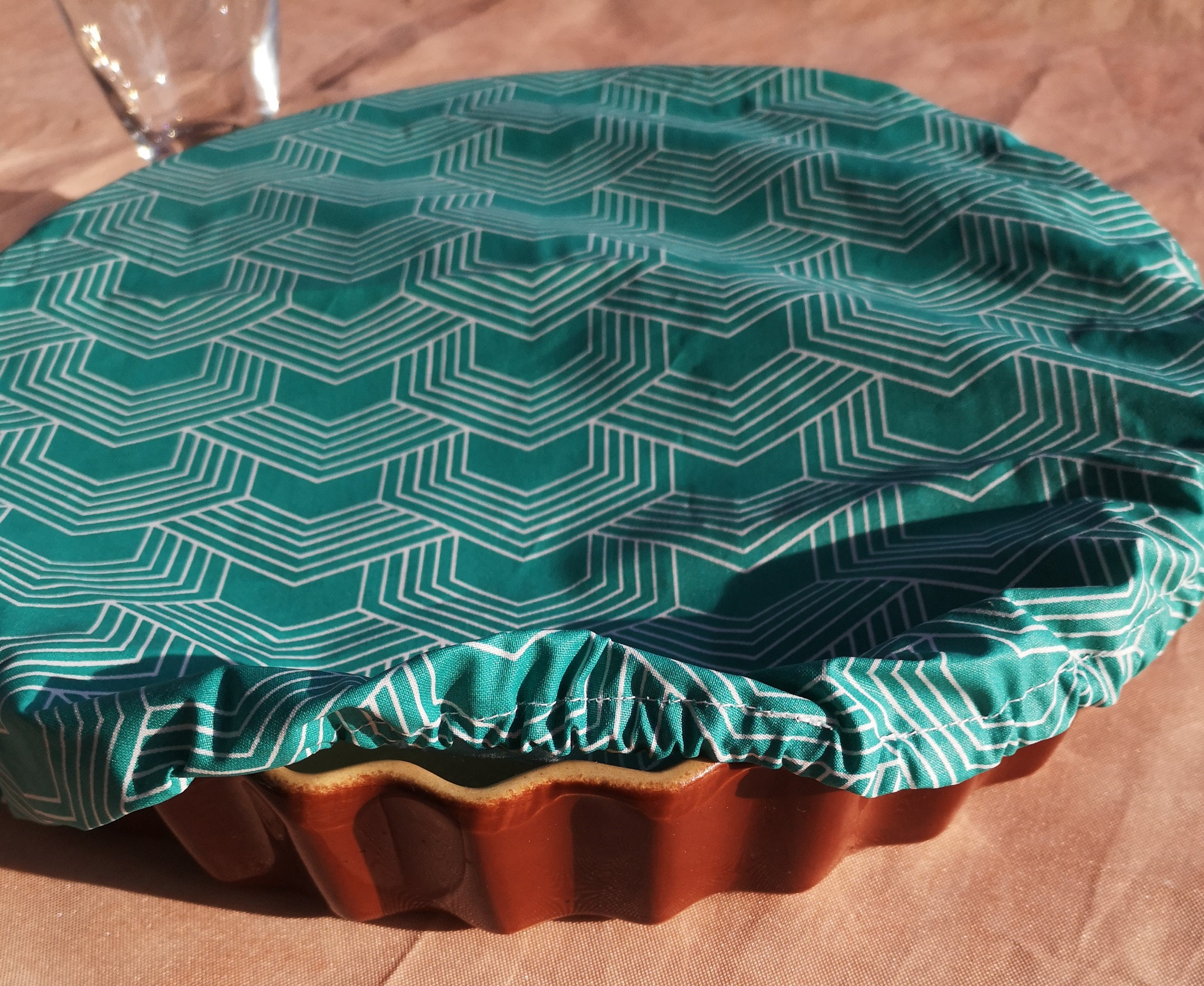 Charlotte Couvre-Plats/Tissu Alimentaire/Lavable en Coton Oekotex/Écologique/Graphique Vert/Un Pas V