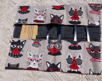 Bestecktasche aus Ökotex-Baumwolle oder Leinen/Partygeschenk/Unikat/handgefertigt in Frankreich, Savoyen.