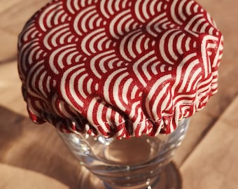 Charlotte (TP9)pour petits pots/jusqu'à 9 cm/couvercle en tissu pour confitures/verrines/yaourts maison/écologique.