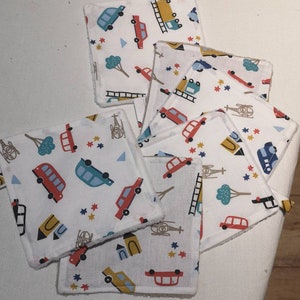 Pack of 7 Large Washable Wipes/Various Patterns/Maxi Size/Eco-Friendly Gift/Sewn in Savoie, France.