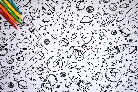 Lot de serviettes à colorier/tissu oekotex durable et écologique/ motifs au choix: Dinosaure/Tropical/Océan/Rivière/Espace/Route/Sorcier/Fée