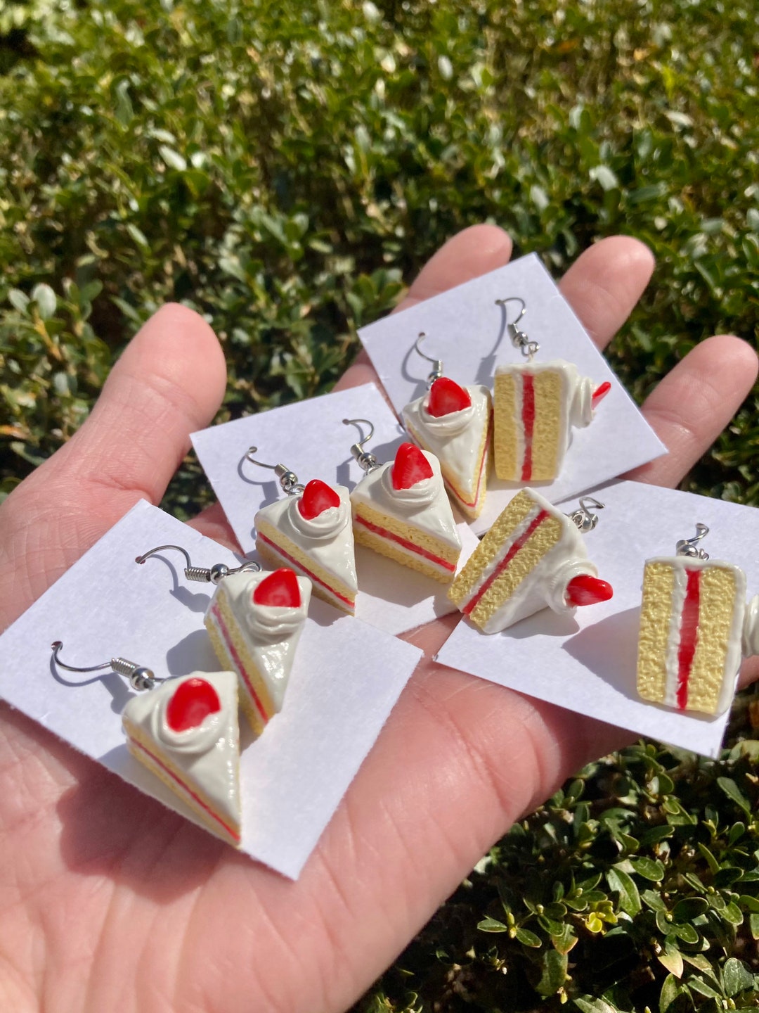 Strawberry Shortcake Earrings Handmade From Polymer Clay Berry Etsy