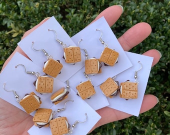 S'more Earrings Handmade Polymer Clay s’mores