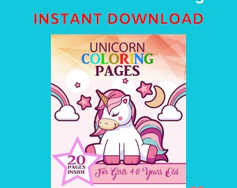 Unicorn Coloring Pages|Unicorn Coloring Book|Unicorn Birthday Party|Printable For Kids|Digital PDF|Instant Download
