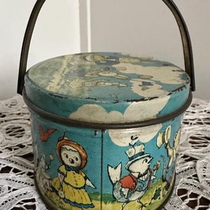 Lata antigua de Pascua con diseño litográfico y bonitos gráficos imagen 2