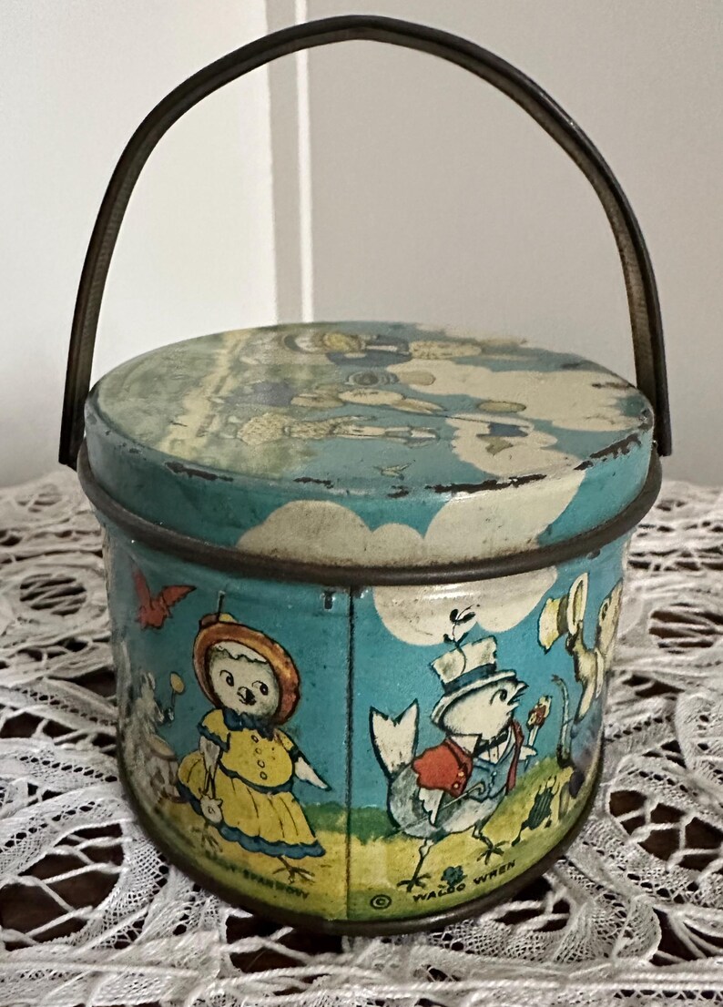 Lata antigua de Pascua con diseño litográfico y bonitos gráficos imagen 2
