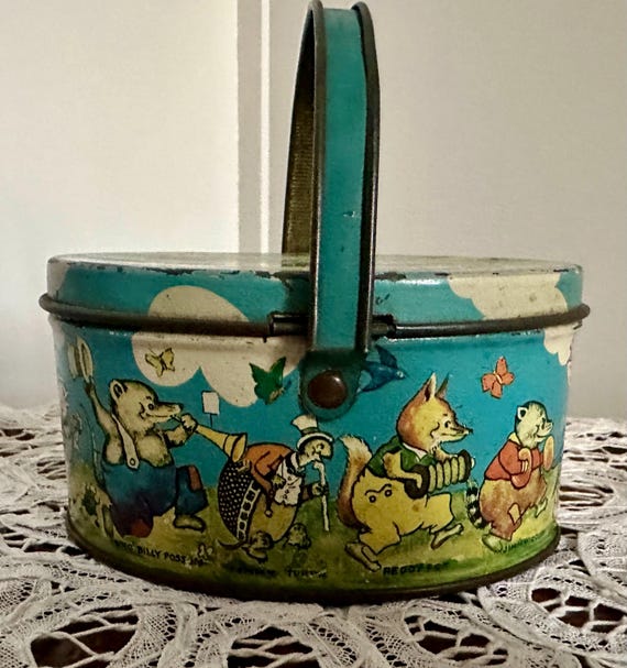Antique Easter Tin Litho Candy Container CUTE GRAPHICS