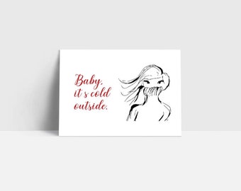 Beautiful postcard for warm wishes, card, art print, illustration, birthday card, woman illustration