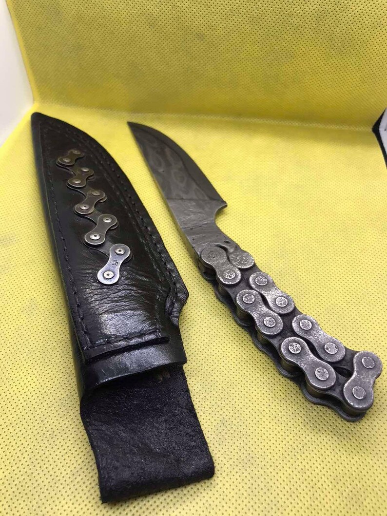 Vintage Damascus Shurap Knife Motorcycle Chain Incredible Etsy