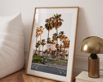 Venice Beach Basketball Court Photo Print: Los Angeles Palm Trees