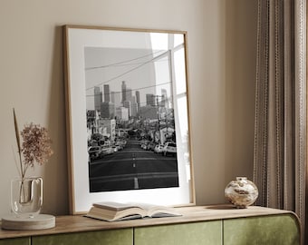 Los Angeles Photography Print: Black and White Cityscape, Minimalist Wall Art