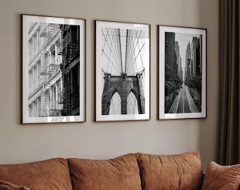 NYC Wall Art Set of 3 – Black and White New York Photography – Manhattan Decor – NYC Gallery Wall – Modern Apartment Wall Art