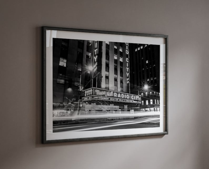 New York Photo Print, Radio City Music Hall Wall Art, NYC Street Black and White Fine Art Prints, Modern and Minimalist Photography Poster image 4