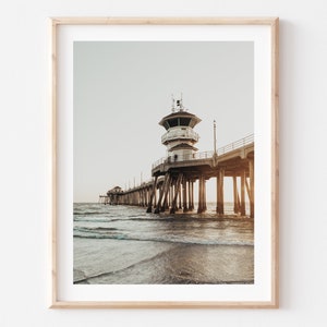 Huntington Beach Sign Photo Print, California Pier Wall Art Prints, Landscape Photography, Beach Poster, Beaches Posters, Framed