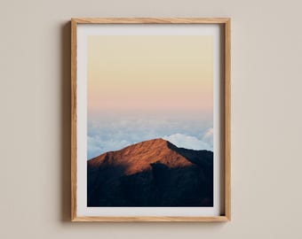 Haleakala Photo Print, Hawaii Photography Poster, Maui, Mountain, Clouds, Sunset, Framed Art