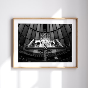 Knicks MSG Court Print: NYC Basketball Black & White Photo Art, New York Photography, Minimal (Framed Option)