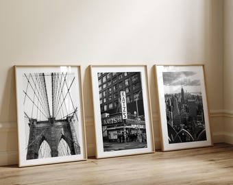 NYC Wall Art Set of 3 – Black and White New York Photography – Manhattan Decor – NYC Gallery Wall – Modern Apartment Wall Art
