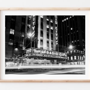 New York Photo Print, Radio City Music Hall Wall Art, NYC Street Black and White Fine Art Prints, Modern and Minimalist Photography Poster image 1