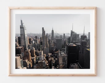 NYC Black and White Photo Print: Top of the Rock, Empire State Building (Framed Option)