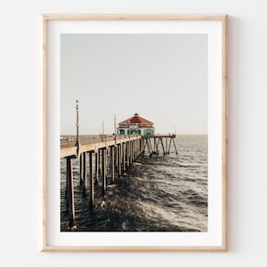 Huntington Beach Photo Print, California Pier Wall Art Prints, Landscape Photography, Beach Poster, Beaches Posters, Framed, Ocean, Minimal